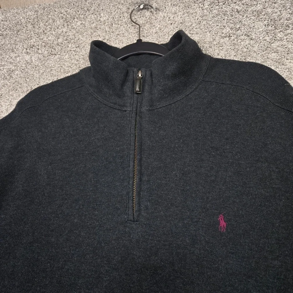 Polo Ralph Lauren Sweater Mens 2XL Dark‎ Gray 1/4 Zip Vintage